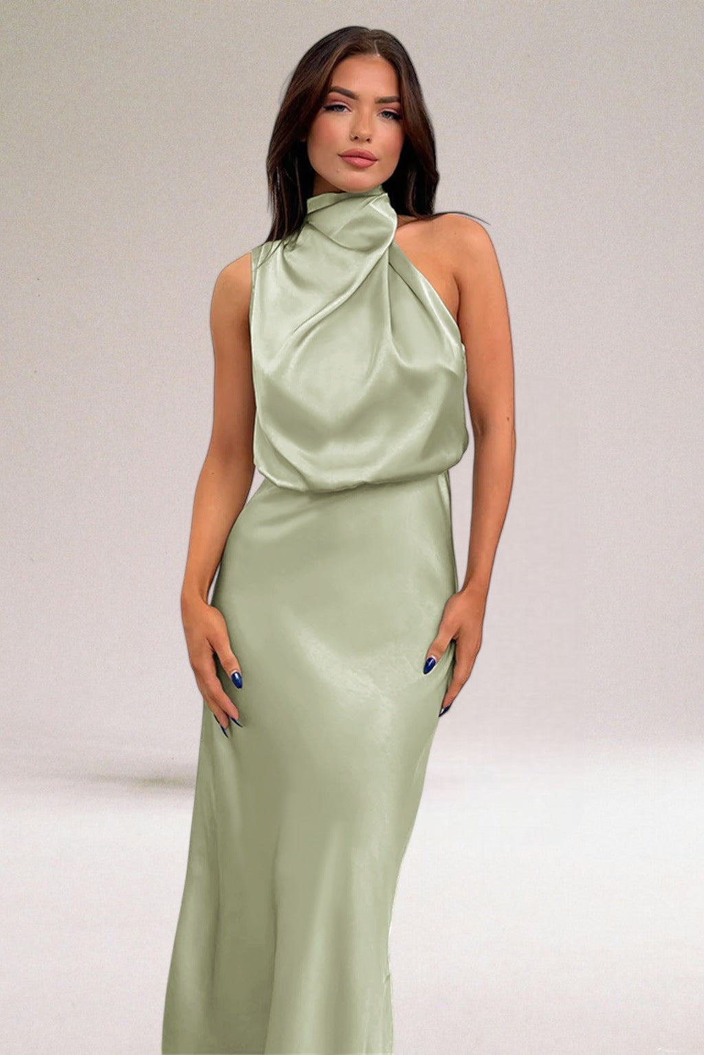 Flavia - Glamorous satin dress with halter