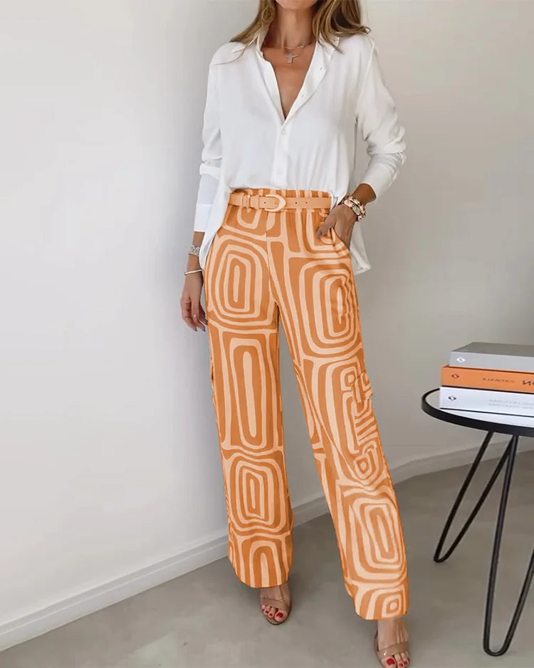 Daisy - Stylish Pants Set Including Blouse and Belt