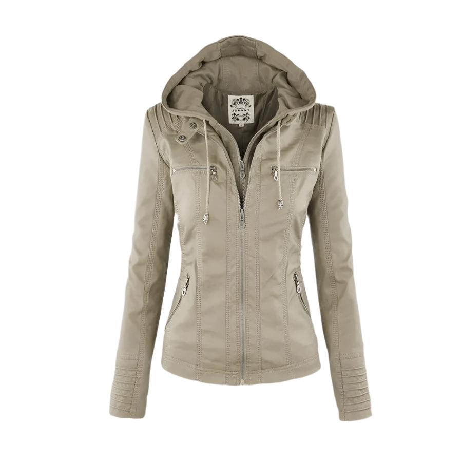 Carolina - Stylish Leather Hooded Jacket