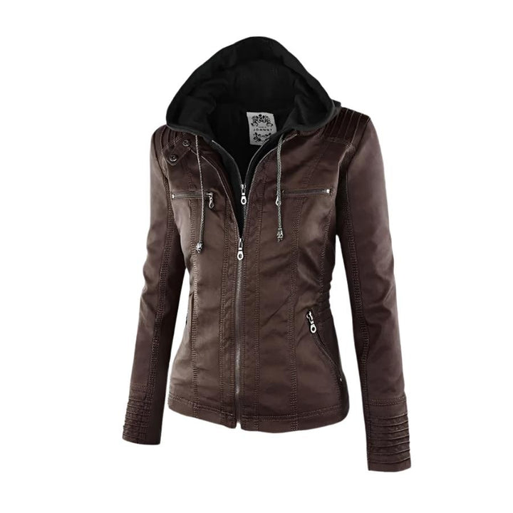 Carolina - Stylish Leather Hooded Jacket