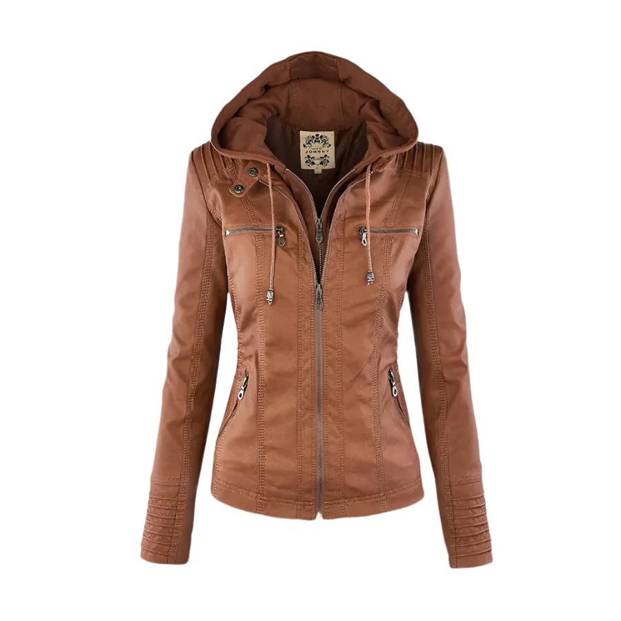 Carolina - Stylish Leather Hooded Jacket