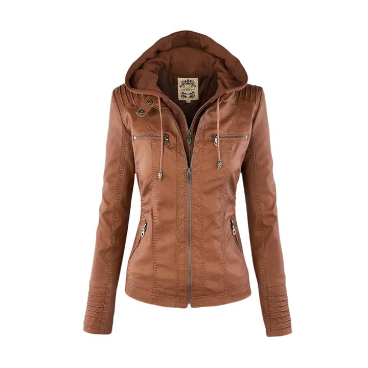 Carolina - Stylish Leather Hooded Jacket