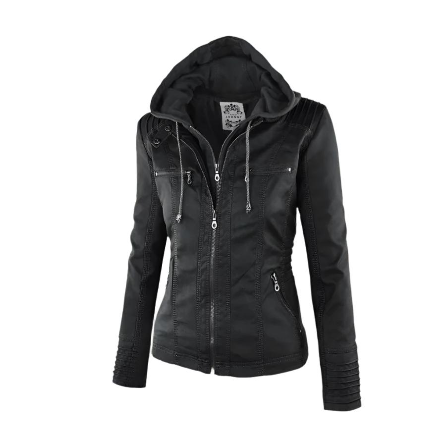 Carolina - Stylish Leather Hooded Jacket