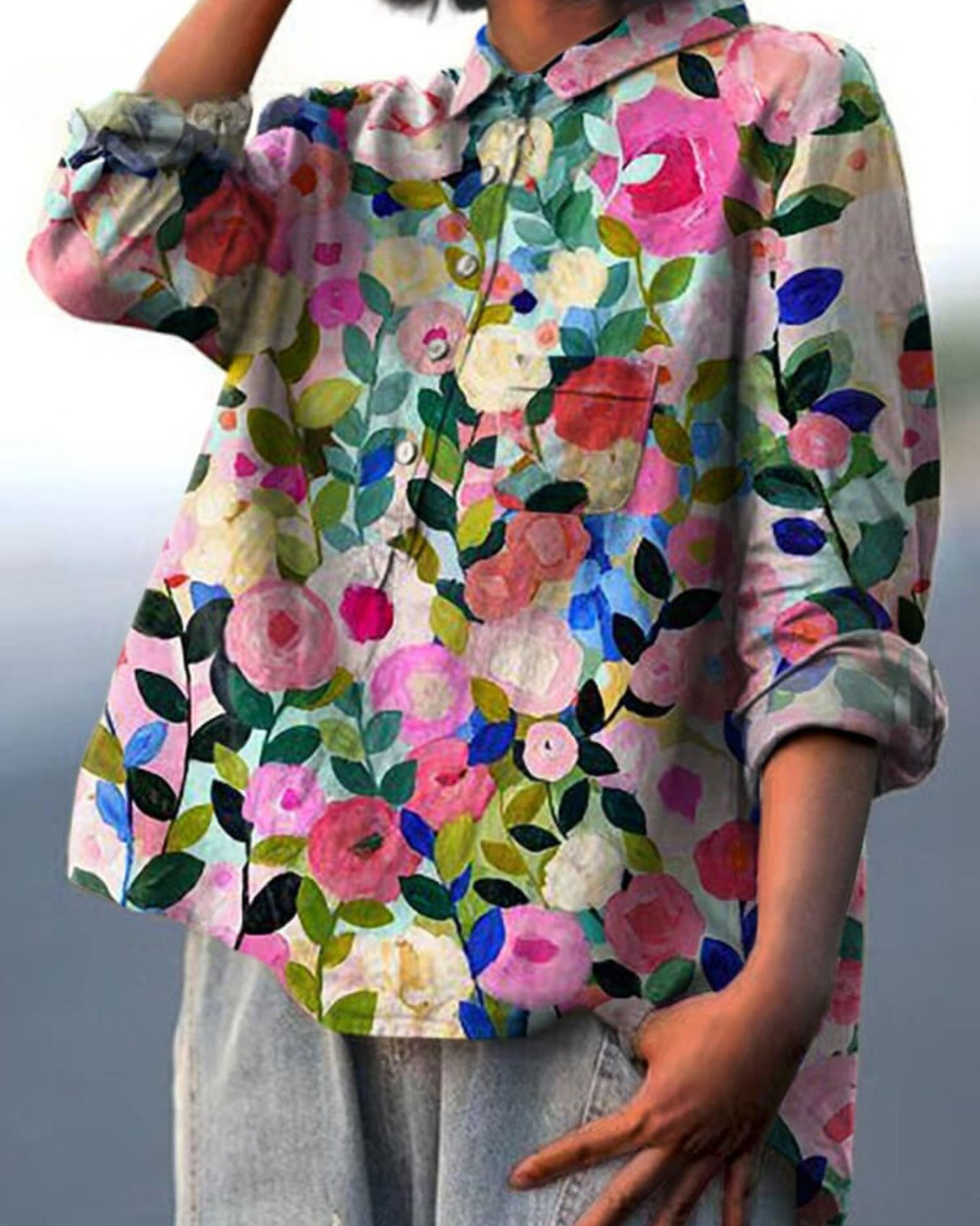 Lila - Blouse with Floral Print