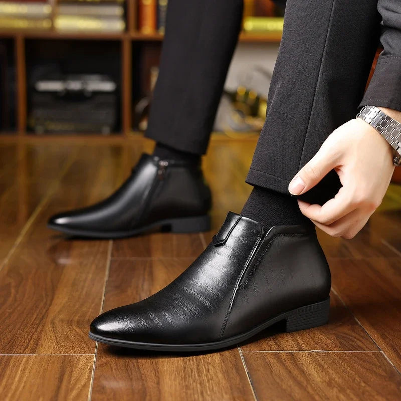 Pierre - Elegant Leather Boots with Zipper