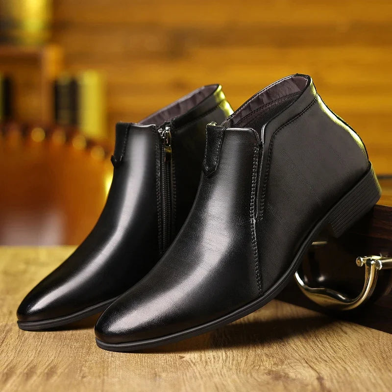 Pierre - Elegant Leather Boots with Zipper