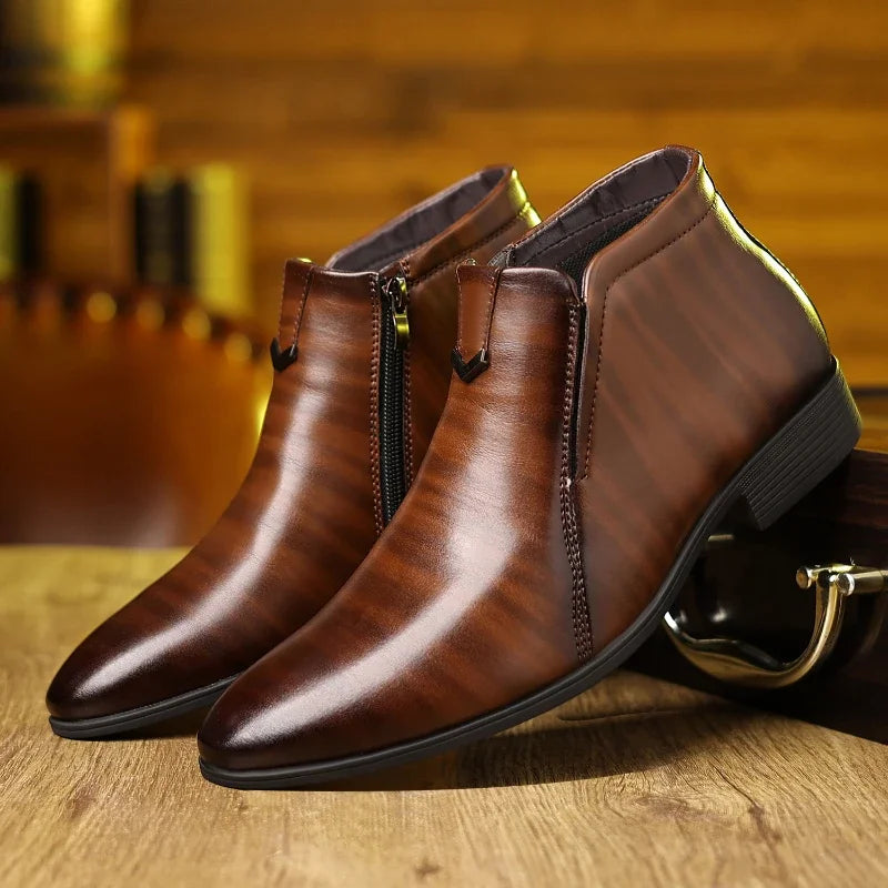 Pierre - Elegant Leather Boots with Zipper