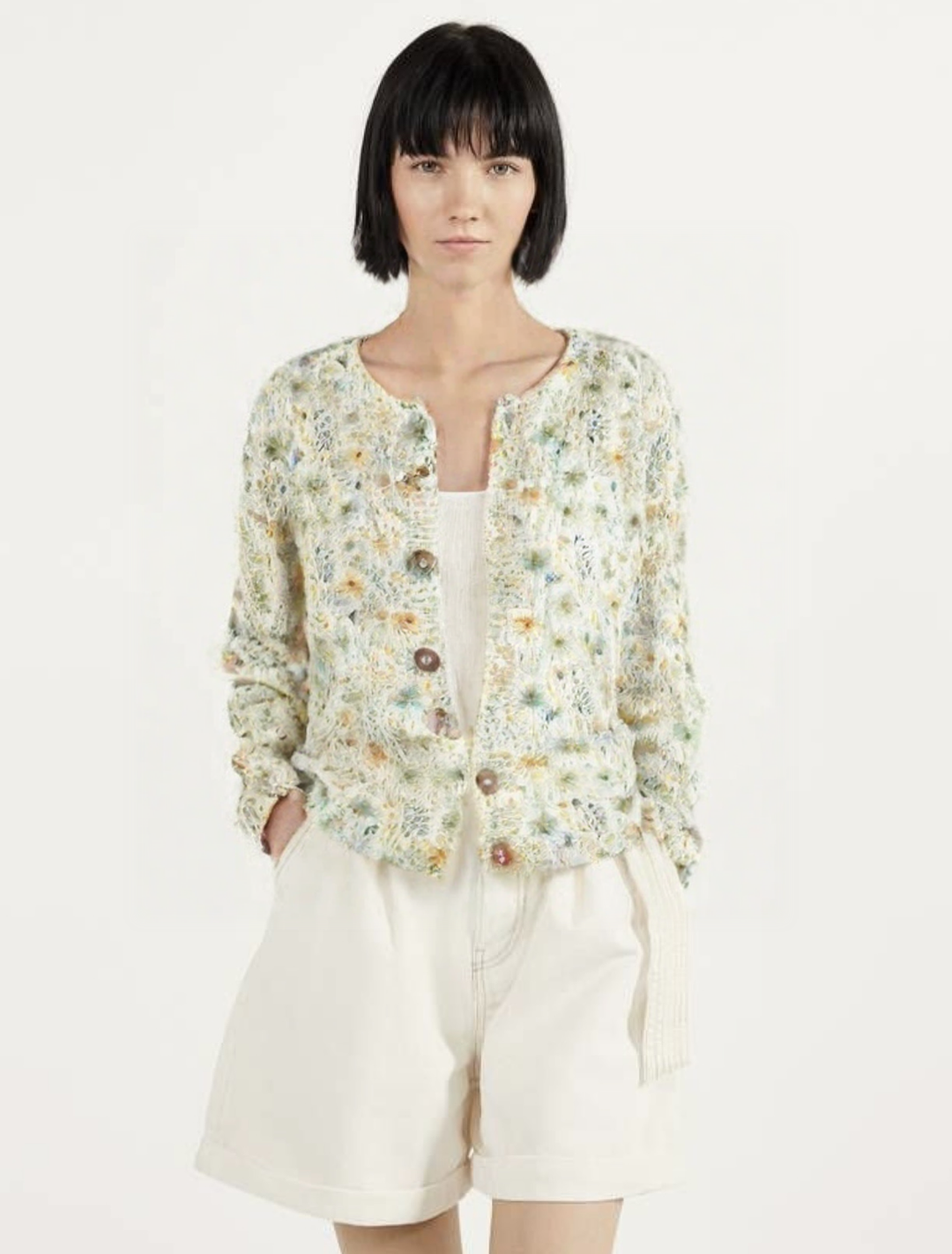 Talia - Warm Beautiful Cardigan With Floral Print