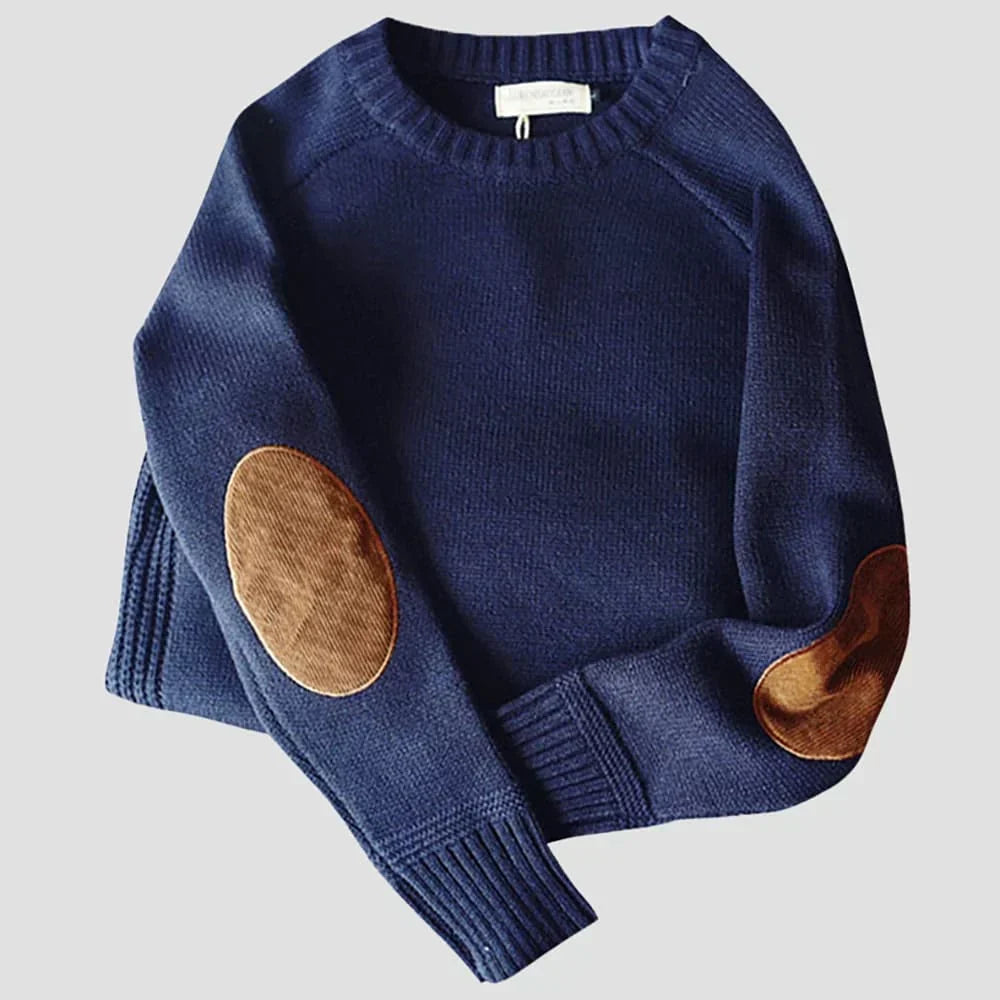 Ben – Elegant knitted sweater with leather details