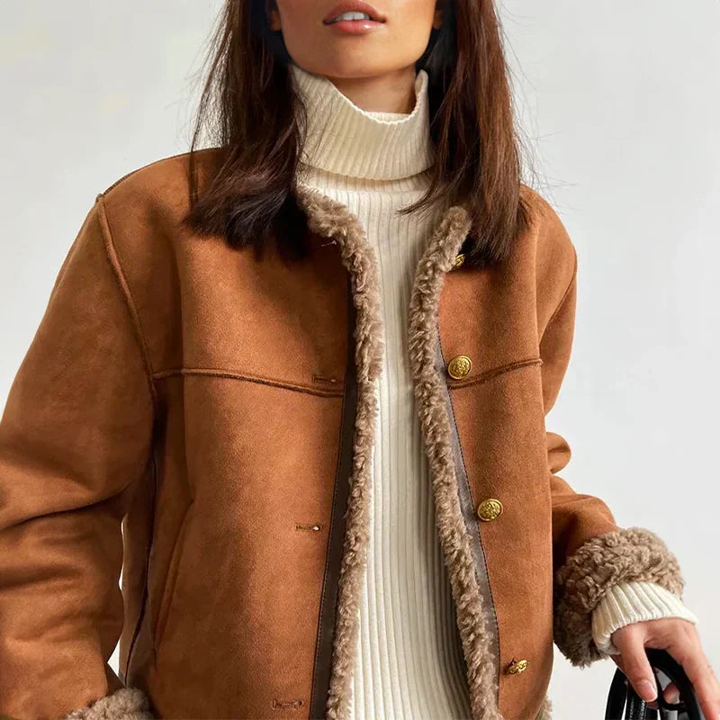 Charlene - Shearling Jacket with Buttons