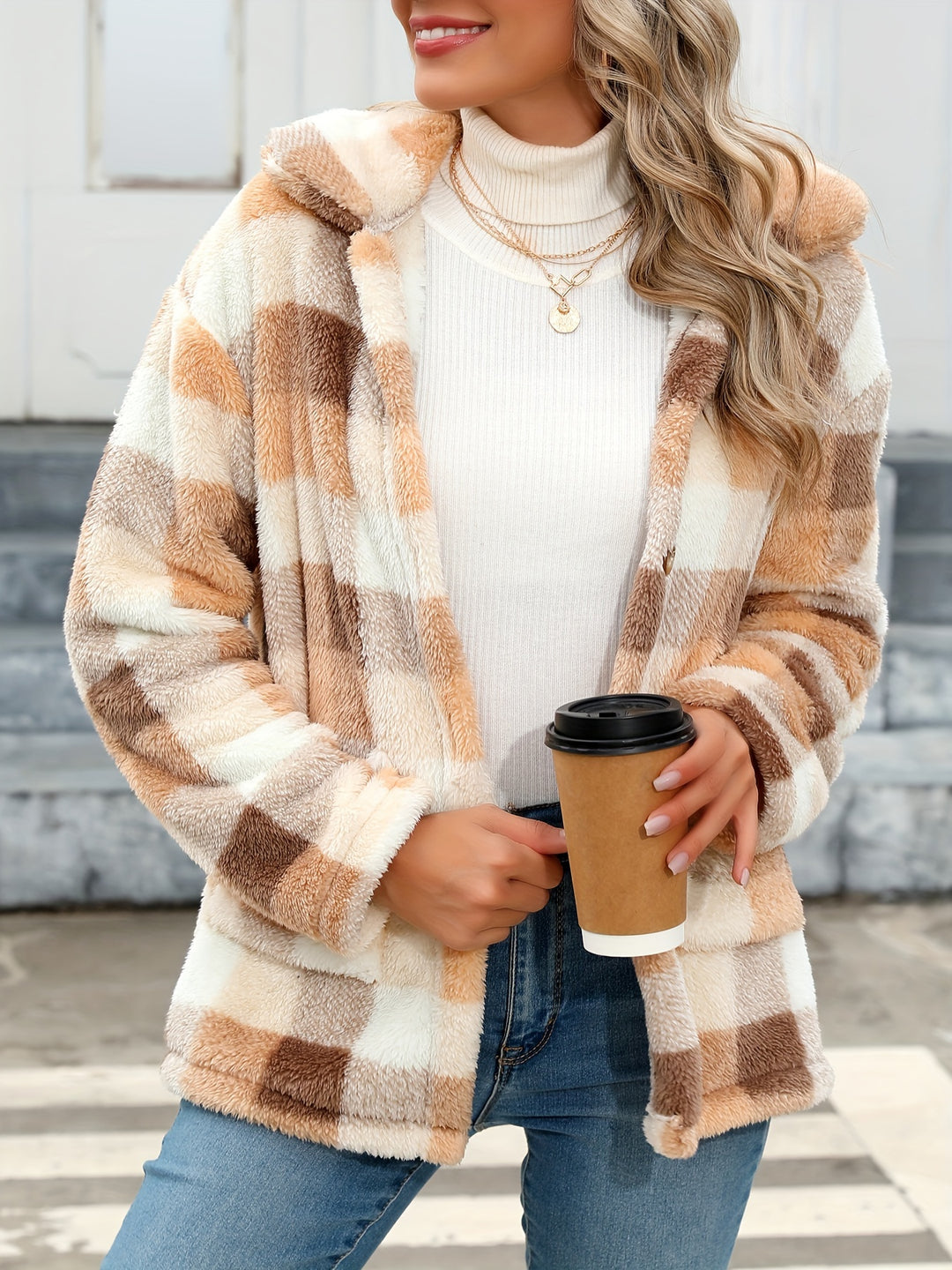 Mila - Teddy Plaid Coat